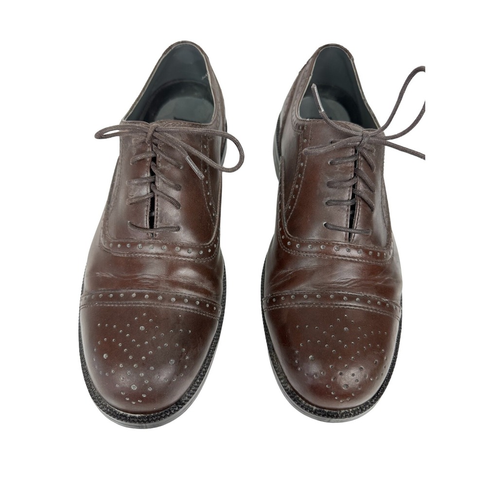 Deer Stags Mens Brown Leather Seville Wing Tip Oxford Shoes Size 9.5 Lace-up